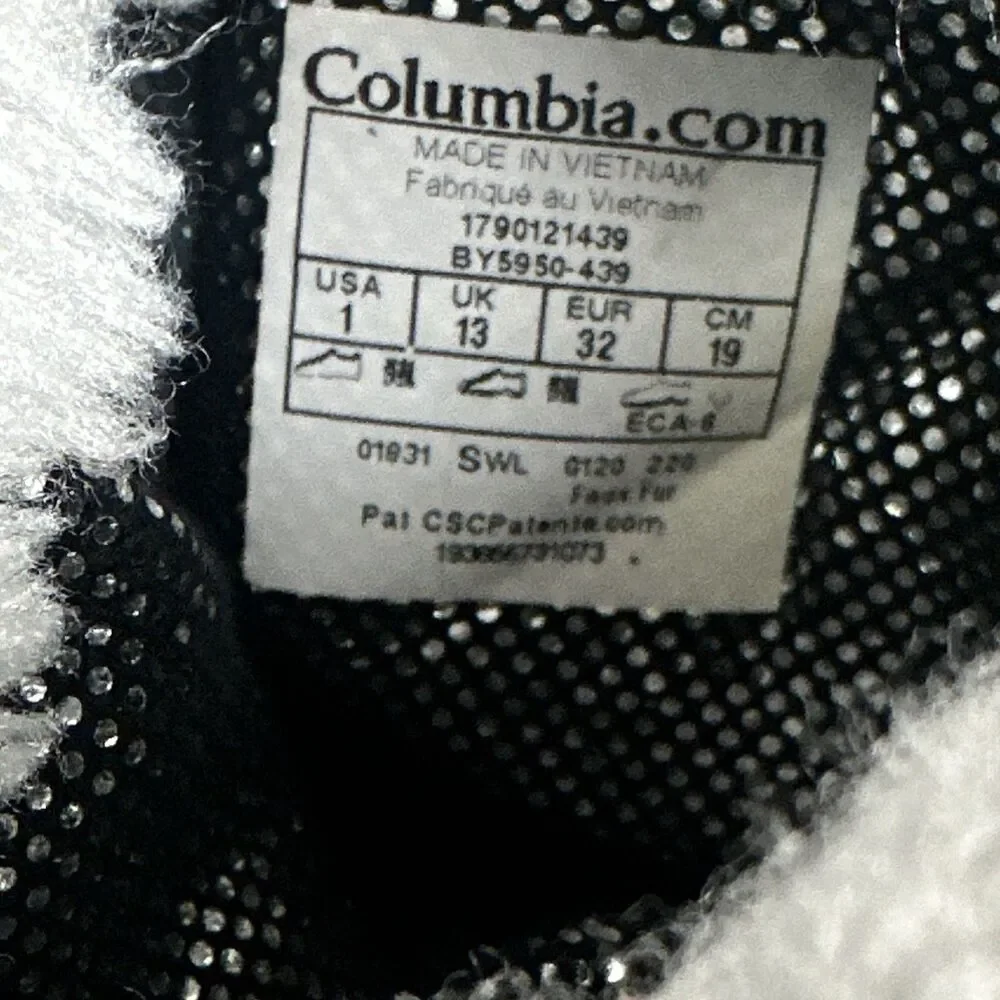 Columbia Mid II Print Omni Heat Boot Navy Blue Lace Up Purple Faux Fur Girls 1